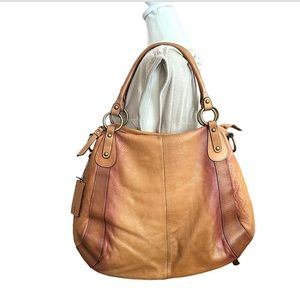 7 FOR ALL MANKIND ombré tan/brown leather hobo shoulder bag